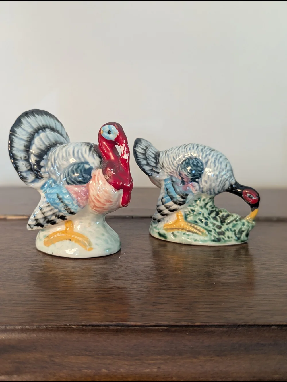 Turkey Salt and Pepper Shakers Mid century Japan Hand Painted Ceramic
